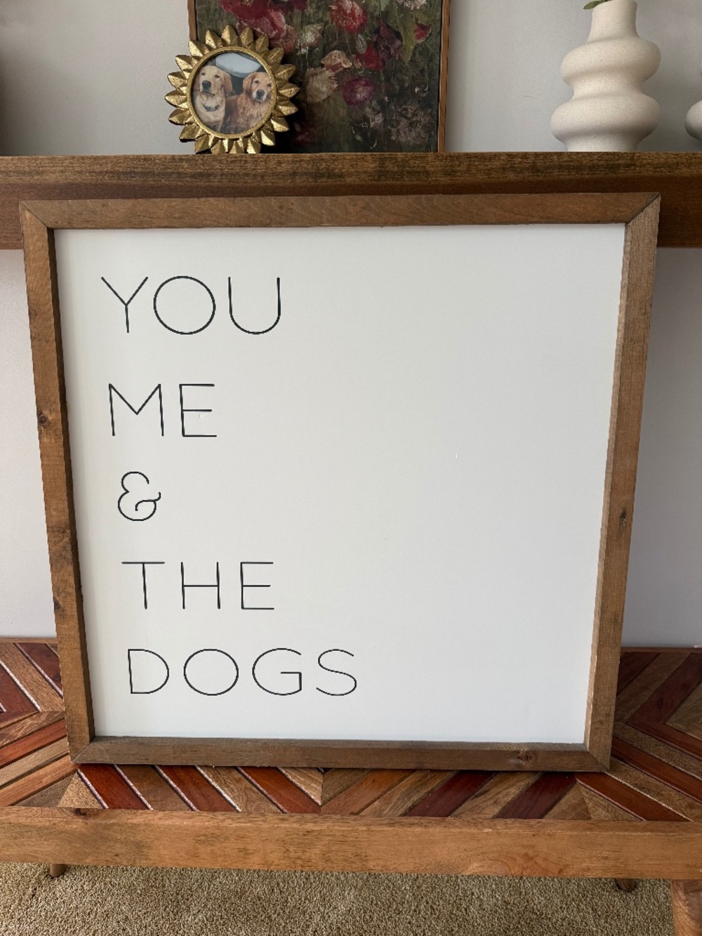 Smallwoods “You Me & The Dogs” Framed Wood Sign Wall Art Home Decor